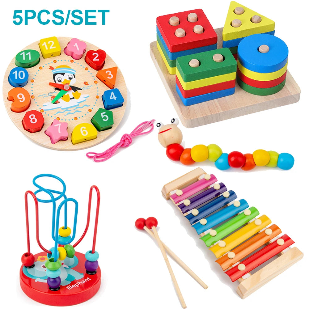 Montessori Wooden STEM Toy Bundle – 56 Pieces