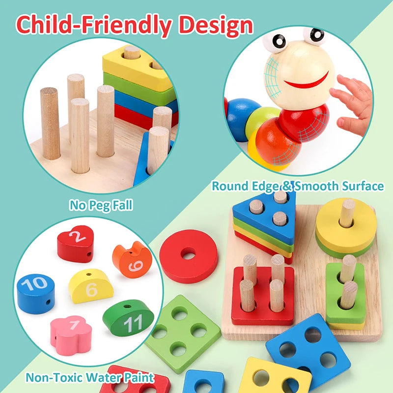 Montessori Wooden STEM Toy Bundle – 56 Pieces