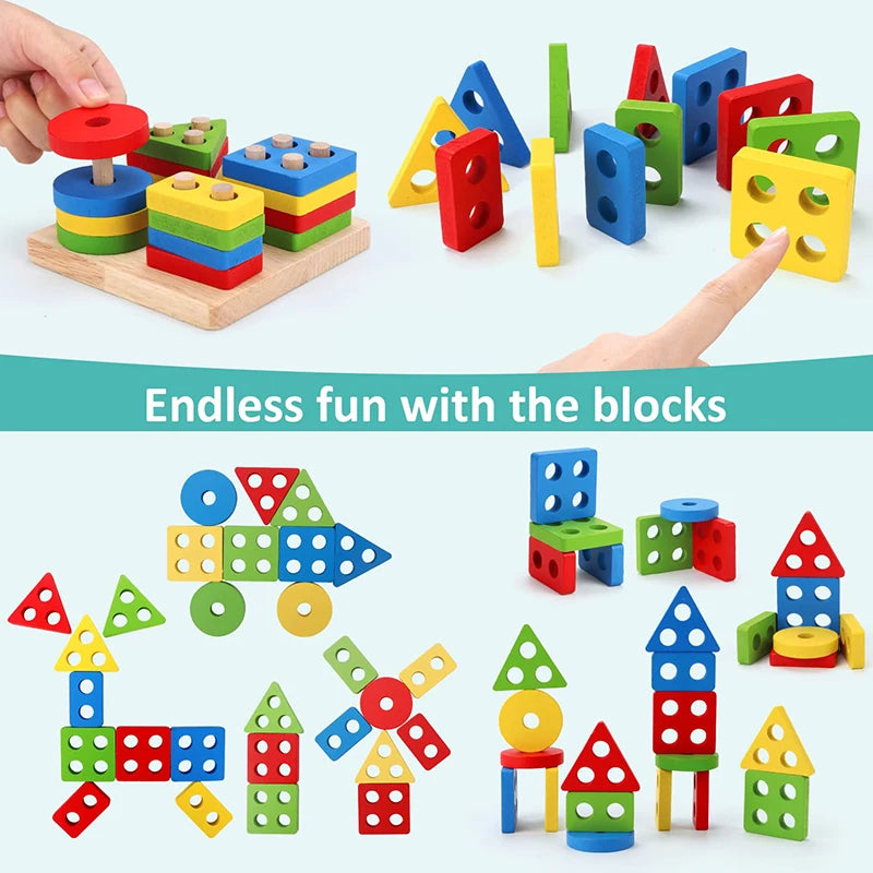 Montessori Wooden STEM Toy Bundle – 56 Pieces