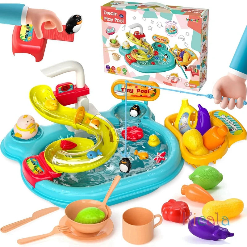 Kids Kitchen Sink and Fishing Toy Set