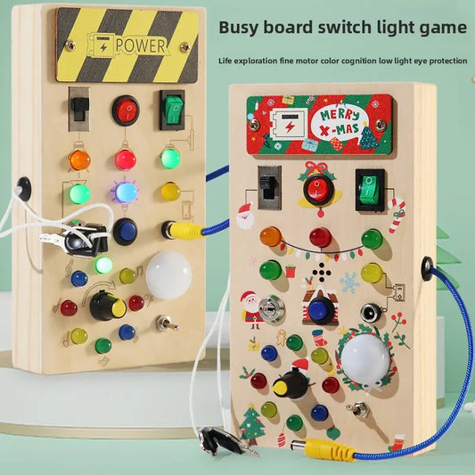 Montessori Activity Cube – Wooden Busy Board with Switches