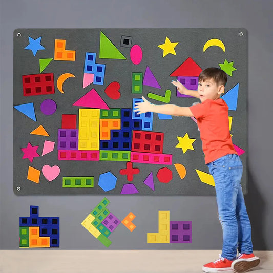 64-Piece Montessori Shape & Tangram Felt Board Set