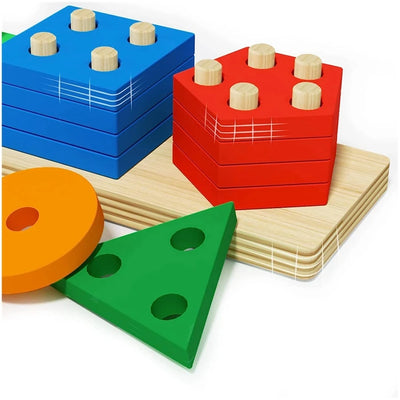 Montessori Wooden Stacking & Sorting Toy for Toddlers