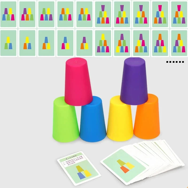 Montessori Stacking Cups with Cards – Early Learning Toy