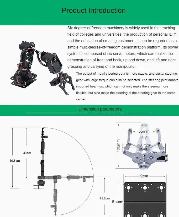 Programmable 6-Axis Robotic Arm Kit with Tutorials