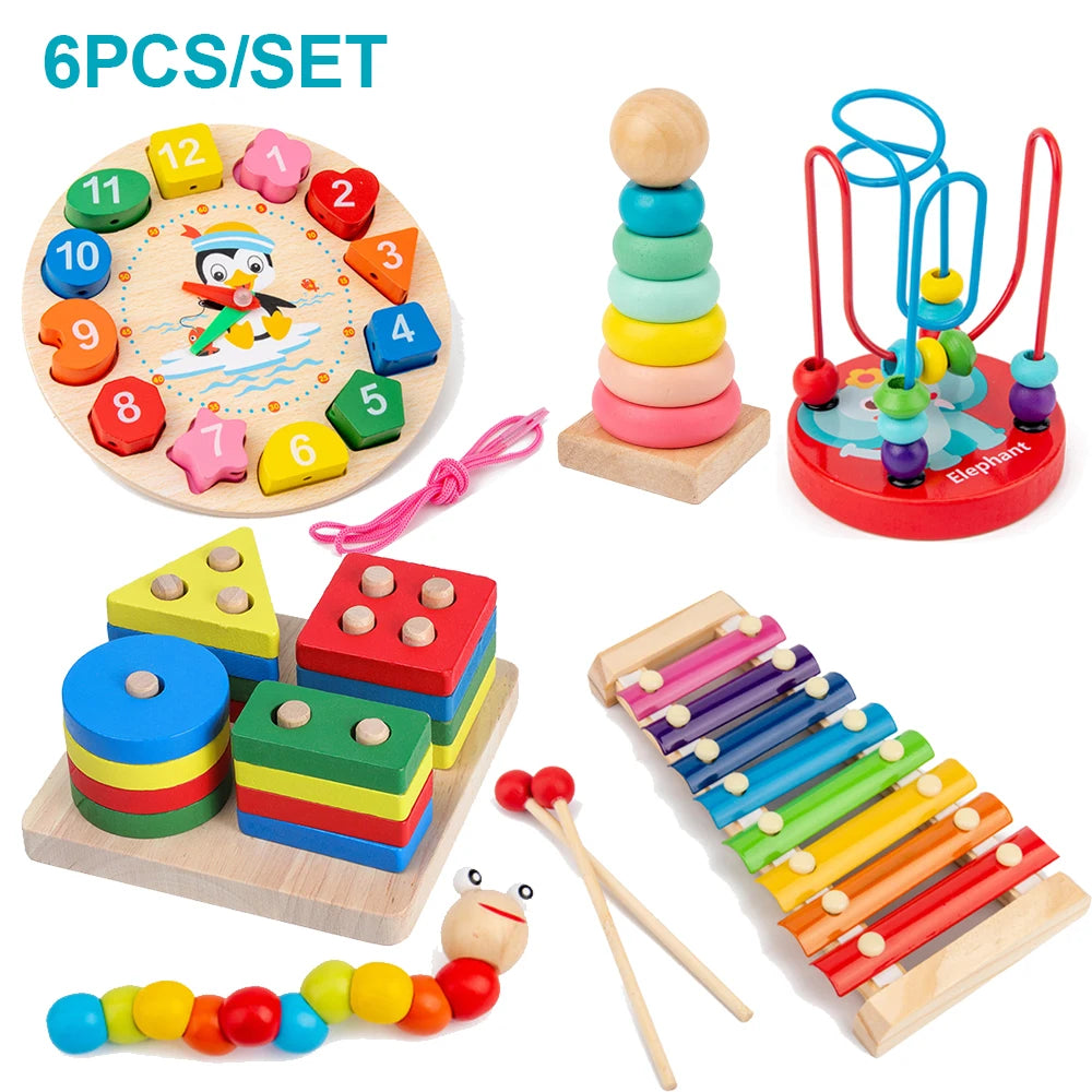 Montessori Wooden STEM Toy Bundle – 56 Pieces