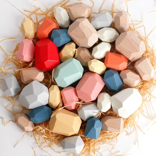 Montessori Stacking Rocks – Wooden Balance Building Toy for Kids