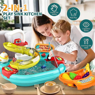 Kids Kitchen Sink and Fishing Toy Set