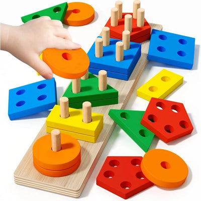 Montessori Wooden Stacking & Sorting Toy for Toddlers