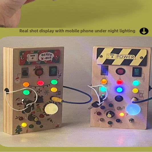 Montessori Activity Cube – Wooden Busy Board with Switches