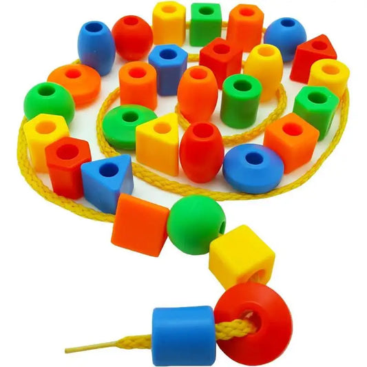 Montessori Threading Toy – Rainbow Beads & Strings for Toddlers