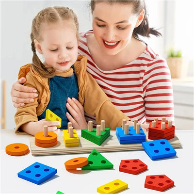 Montessori Wooden Stacking & Sorting Toy for Toddlers