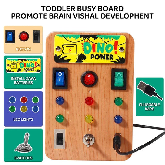 Montessori Busy Board with 8 LED Switches