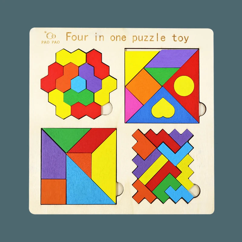 Montessori 4-in-1 Tangram Set – Geometric Puzzle for Kids