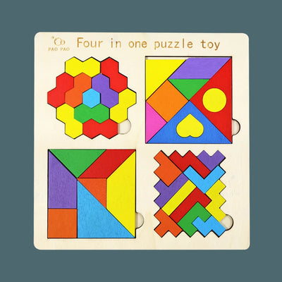 Montessori 4-in-1 Tangram Set – Geometric Puzzle for Kids