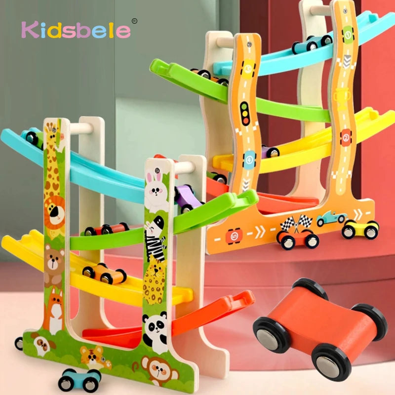 Wooden Car Race Track Montessori Toy