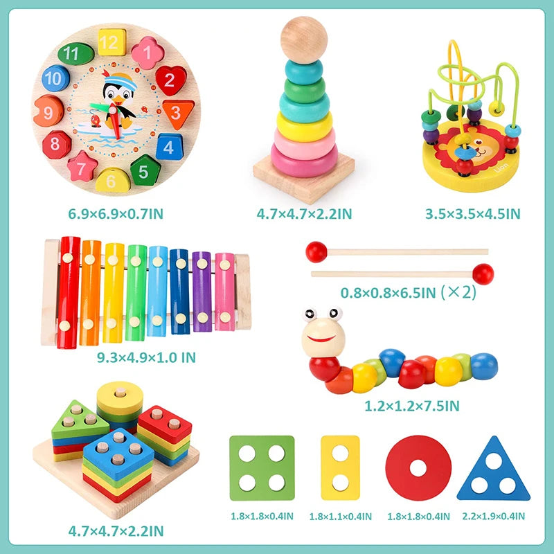 Montessori Wooden STEM Toy Bundle – 56 Pieces