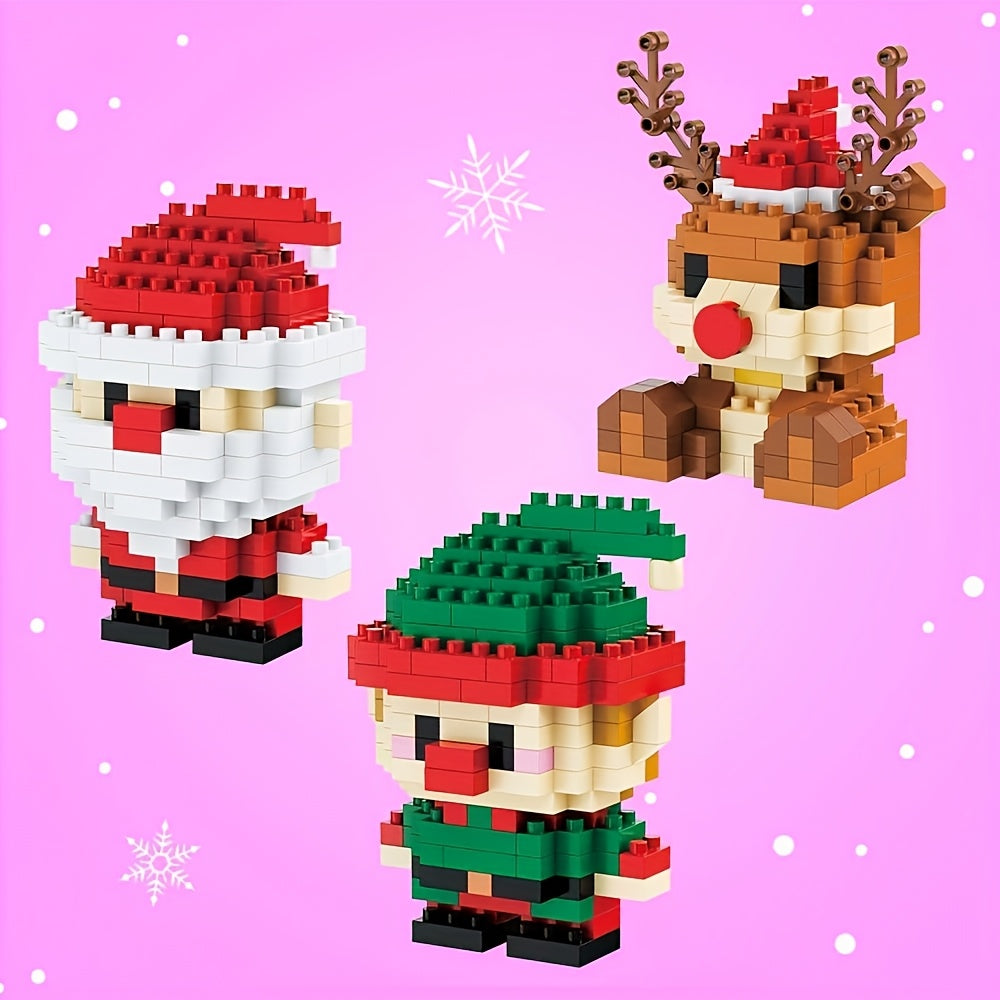 Christmas Mini Blocks Set – Cute Santa, Elf & Reindeer Ornaments