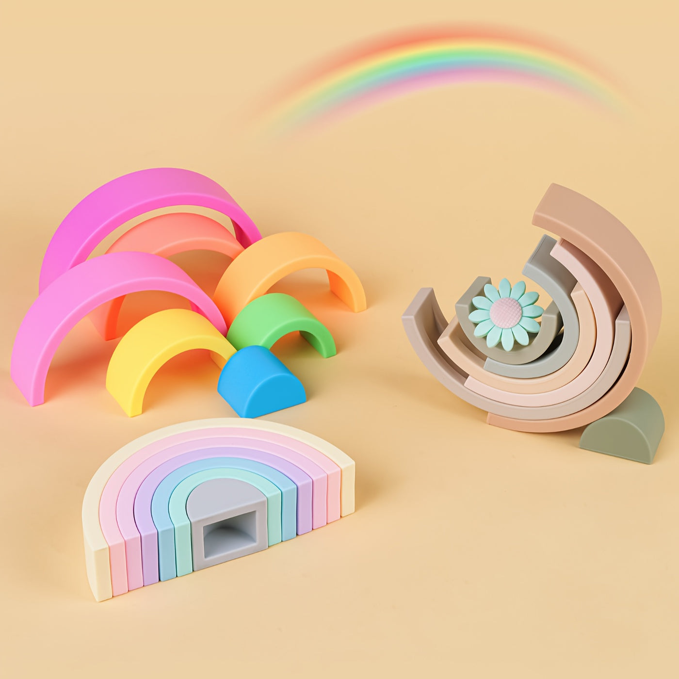 Montessori Rainbow Stacker – Sensory Puzzle for Toddlers.