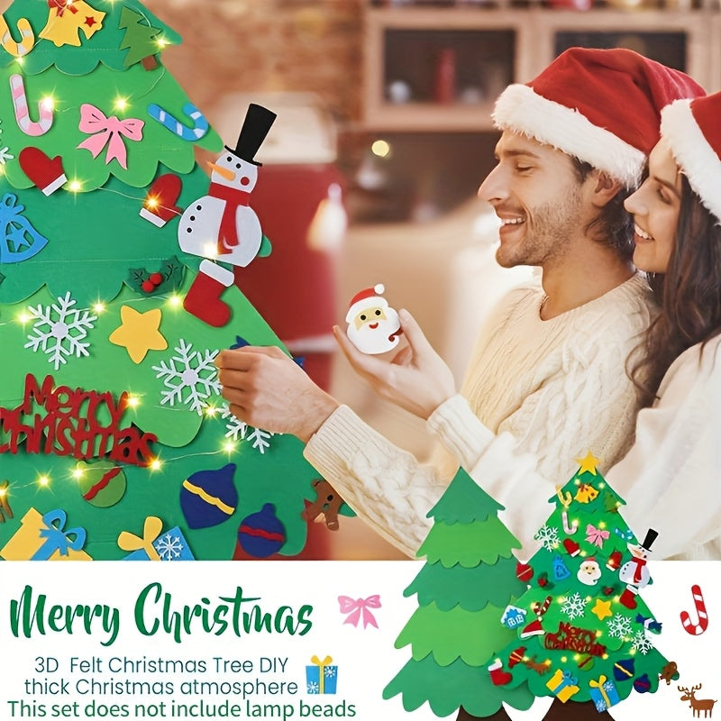 Kids DIY Felt Christmas Tree – 33pc Set for Wall or Party Decor