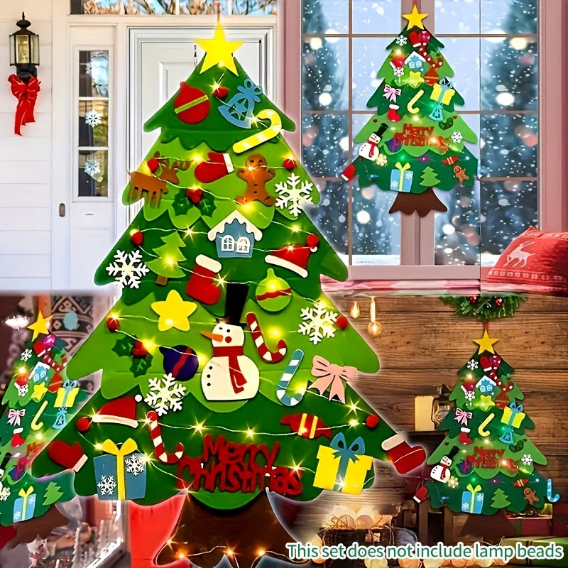 Kids DIY Felt Christmas Tree – 33pc Set for Wall or Party Decor
