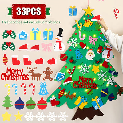 Kids DIY Felt Christmas Tree – 33pc Set for Wall or Party Decor